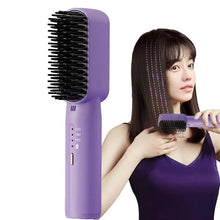 Load image into Gallery viewer, Rechargeable Hair Straightener Fast Electric Straightening Hot Brush Durable Mini Battery Operated Travel Size Hair Straightener