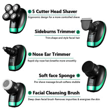 Load image into Gallery viewer, 5 IN 1 Electric Razor Electric Shaver Rechargeable Shaving Machine for Men Beard Razor Wet-Dry Dual Use Waterproof Fast Charging