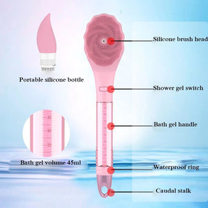 Electric Shower Brush Multifunction Long Handled Body Exfoliation Waterproof Anti-slip Automatic Bath Cleaning Massage Brush