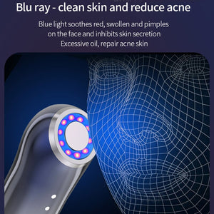 Facial Beauty Device Red Blue Phototherapy Machine Firm Eye Care Face Lift Skin Tighten Wrinkle Remover Vibration Face Massager