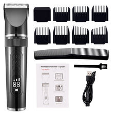 Load image into Gallery viewer, Full Body Washable Electric Hair Clipper Ceramic Professional Fine Adjustable Hair Trimmer Low Noise Hair Cutting Machine Razor