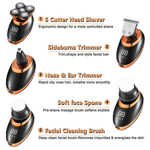 3In1 Professional Electric Shaver USB Rechargeable Washable Men's Five Floating Heads Razors Hair Clipper Nose Ear Hair Trimmer