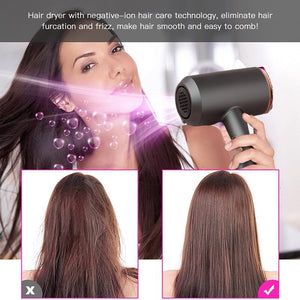 Hair Dryer With Diffuser Negative Ionic Hair Blow Dryer 5 Gear Settings Adjusting Airspeed Blow Dryer