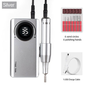 35000RPM Electric Nail Drill Machine USB Charging for Nail Gel Polish Professional E-file Milling Nail Files Salon Tool