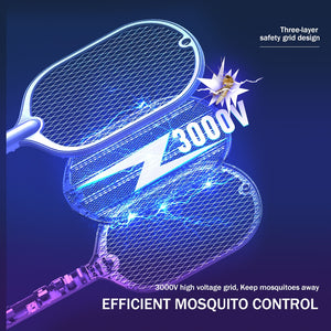 Smart Electric Insect Racket Swatter Zapper 3000V USB Rechargeable Summer Mosquito Lamp Bug Killer Trap Vertical Wall Held