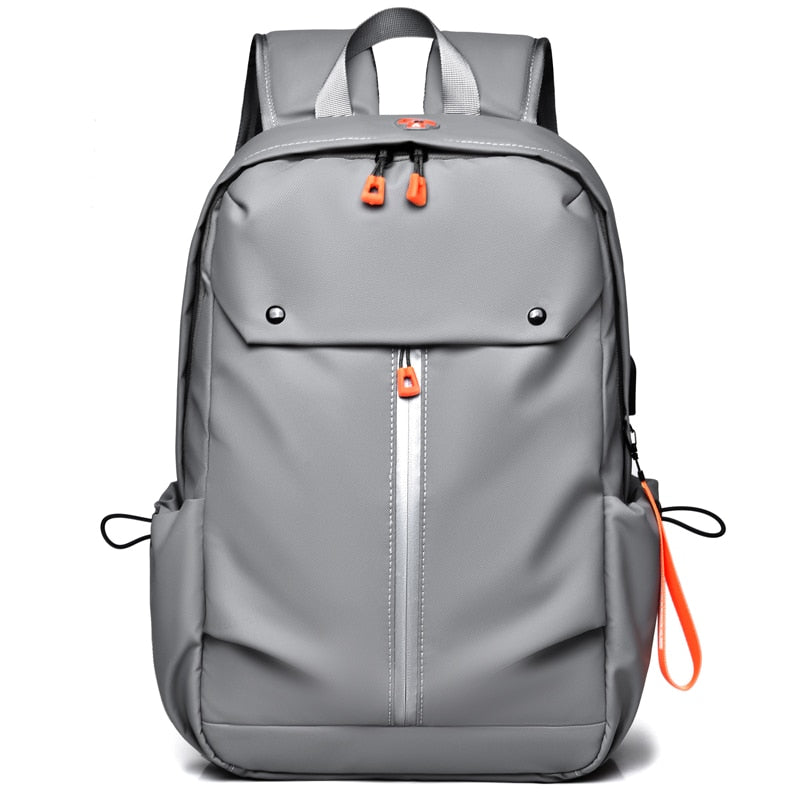 New Men's Backpack USB Charging Bag Waterproof PU Leather Rucksack Male Business Travel Bagpack Reflective Strip Design