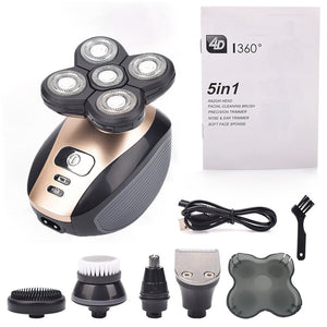 5 in 1 Rechargeable Electric Shaver Five Floating Heads Razors Hair Clipper Nose Ear Hair Trimmer Men Facial Cleaning Brush