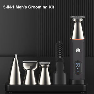 5 in 1 Men's Hair Clipper Set Electric Body Hair Trimmer Beard Shaver Nose Trimmer Haircut Kit Fully Washable USB Rechargeable