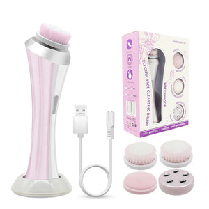 4 in 1 Electric Facial Cleanser Wash Face Cleaning Machine Skin Pore Cleaner Body Cleansing Massage Mini Beauty Massager Brush
