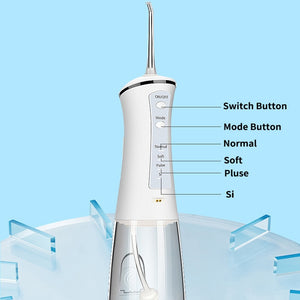 Electric Oral Dental Irrigator Portable Water Jet Flosser USB 4 Modes Teeth Cleaning Tooth Pick Floss IPX7 300ML + 4 Tips