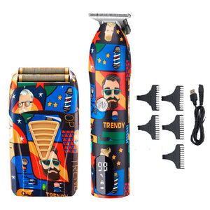 Professional Hair Clipper Barber Rechargeable Graffiti Electric Finish Cutting Machine Beard Trimmer Shaver Cordless Work