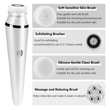 Load image into Gallery viewer, Electric 4 in1 Face Cleansing Brush Sonic Blackhead Exfoliating Face Cleaner Skin Tightening Massager Home Skin Care