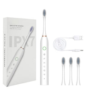 Electric Sonic Toothbrush Rechargeable for Adults 6 Modes Electronic Tooth Brushes Smart Timer with Replacement Heads Waterproof