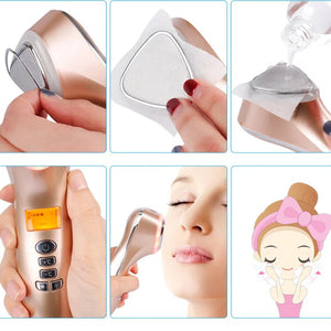 Ultrasound Facial Lifting Massager Vibration Hot Cold Hammer Ultrasonic LED Photon Shrink Pores Household
