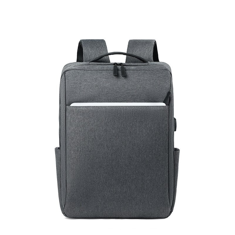 Simple Business Style Men's Backpacks For 15.6 Inches Laptop Portable Backpack With USB Charging Gray Multifunctional Male Bag