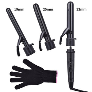 Curling Iron 3 In 1  Professional Instant Heat Up  Wand Set With 3 Interchangeable Ceramic Barrels Hair Curler