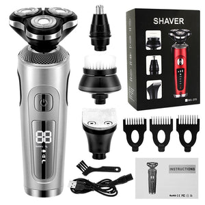 4 in 1 Electric Shaver 3D Floating Cutters USB Fast Charge Shaving Razor Machine for Men Blades Portable Beard Trimmer Clipper