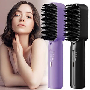 Rechargeable Hair Straightener Fast Electric Straightening Hot Brush Durable Mini Battery Operated Travel Size Hair Straightener