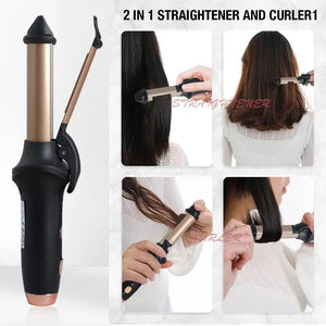 Mini Hair Curling Iron Straightener 2 in 1 Travel Mini Curling Wand for Short Hair Cordless Hair Straighteners