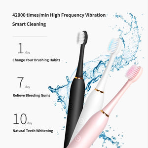 Ultrasonic Sonic Electric Toothbrush USB Charging Electronic Teeth Brush Adult Tooth Whitening 6 Mode IPX7 Waterproof Travel Box