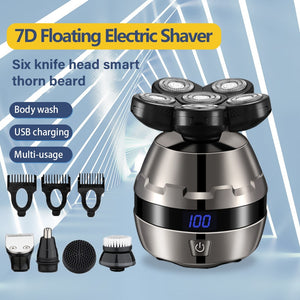 Men’s 6-in-1 Electric Head Shaver for Bald Men Cordless Rechargeable LED Mens Electric Waterproof Wet Dry Razor Grooming Kit