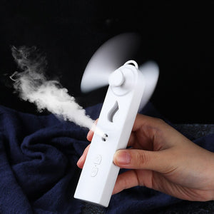 USB Rechargeable 2 In 1 Mini Fan Steamer Facial Humidifier Face Mister Spray Cooling Portable Small Air Humidifier Spray Fan