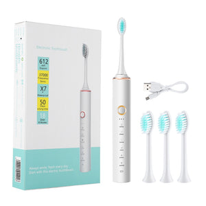 Sonic Electric Toothbrush Travel for Adults Children Dental Whitening Teeth Kit 6 Cleaning Modes 4pcs Tooth Brush Heads Kids