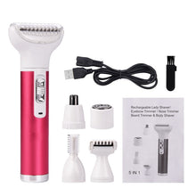 Load image into Gallery viewer, 5 in 1 Women Epilator Female Eyebrow Trimmer Lady Shaver For Hair Removal Shaving Machine Face depilador Bikini Depilatory