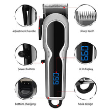 Load image into Gallery viewer, Professional Hair Clipper For Men&#39;s Electric Hair Trimmer USB Charge LCD Display Battery Power Adjustable Hair Cutting Machine