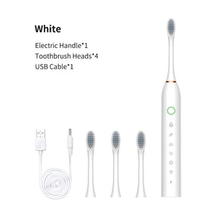 Smart Electric Sonic Toothbrush Rechargeable USB Electronic Teeth Brush IPX7 Waterproof Tooth Whitening Clean 4 Replacement Head