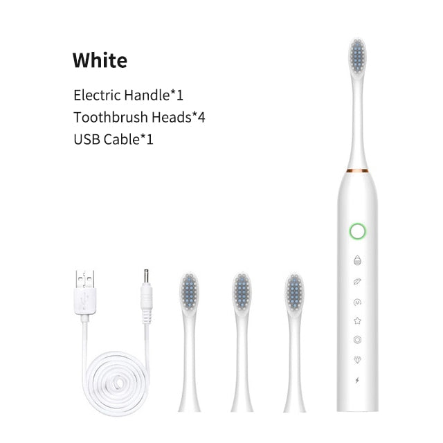 Smart Electric Sonic Toothbrush Rechargeable USB Electronic Teeth Brush IPX7 Waterproof Tooth Whitening Clean 4 Replacement Head