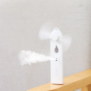 USB Rechargeable 2 In 1 Mini Fan Steamer Facial Humidifier Face Mister Spray Cooling Portable Small Air Humidifier Spray Fan