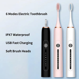 Ultrasonic Sonic Electric Toothbrush USB Charger Smart Teeth Tooth Brush for Adults Whitening IPX7 Waterproof Travel Box Holder