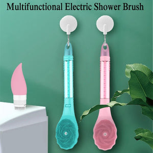 Electric Shower Brush Multifunction Long Handled Body Exfoliation Waterproof Anti-slip Automatic Bath Cleaning Massage Brush