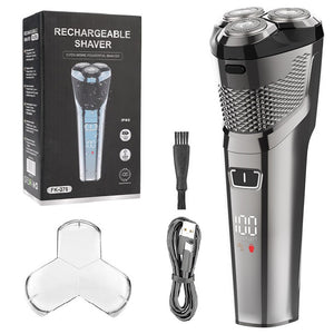 Cordless Wet Dry Electric Shaver For Men Beard Electric Razor Facial Powerful Rotary Shaving Machine Rechargeable