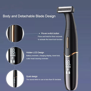 3 in 1 Electric Hair Shaver Nose Hair Trimmer Eyebrow Trimmer With LED Display Lady Shaver Bikini Line Zone Pubic Hair Removal