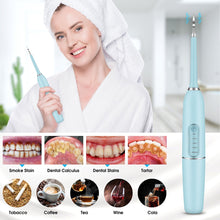 Load image into Gallery viewer, 5 Mode Portable Household Electric Sonic Toothbrush Dental Scaler Calculus Tartar Stain Remover Teeth Whitening kit Tooth Whitener USB Charging Base IPX7 Waterproof with Replacement Heads for Adults