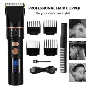 Electric Hair Clipper Rechargeable Hair Trimmer Titanium Ceramic Blade Salon For Men Hair Cutting Barber Machine LCD Display
