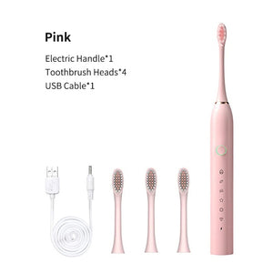 Smart Electric Sonic Toothbrush Rechargeable USB Electronic Teeth Brush IPX7 Waterproof Tooth Whitening Clean 4 Replacement Head