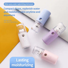 Load image into Gallery viewer, Cute Cat Nano Mist Facial Sprayer Beauty Instrument USB Humidifier Rechargeable Nebulizer Face Steamer Moisturizing Beauty Tool