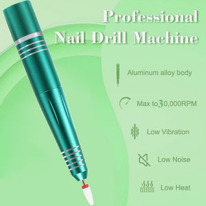 30000 RPM Cordless Nail Drill Machine Rechargeable Adjustable Speed Manicure Machine for Acrylic Gel Nails Home Salon Nail Tools