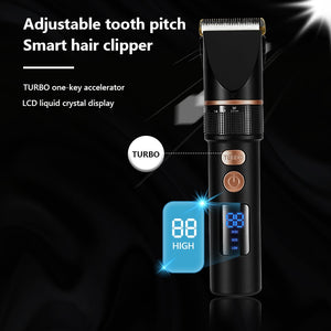 Electric Hair Clipper Rechargeable Hair Trimmer Titanium Ceramic Blade Salon For Men Hair Cutting Barber Machine LCD Display