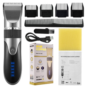 Professional Hair Trimmer Digital USB Rechargeable Hair Clipper for Men Haircut Ceramic Blade Razor Hair Cutter Barber Machine