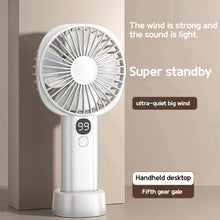 Load image into Gallery viewer, Small Fan Mute Portable With Screen Big Wind Rechargeable Running Office Desktop Usb Mini Handheld Fan