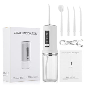 Electric Oral Irrigator Foldable Dental Water Jet Flosser USB 3 Mode Portable Water Jet Floss Tooth Pick Waterproof 230ml 4 Tips