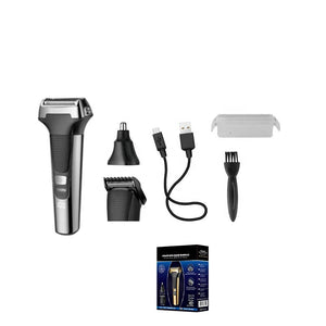 Multifunctional Men Electric Foil Shaver Gold Reciprocating Razor Nose Ear Trimmer 3 In 1 USB Hair Cutting Machine Clipper